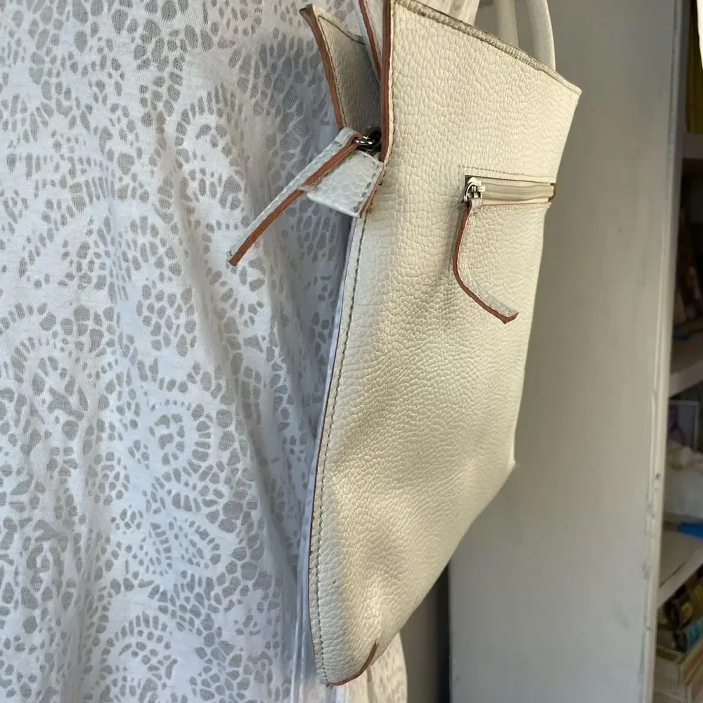White Faux Leather Handbag EUC